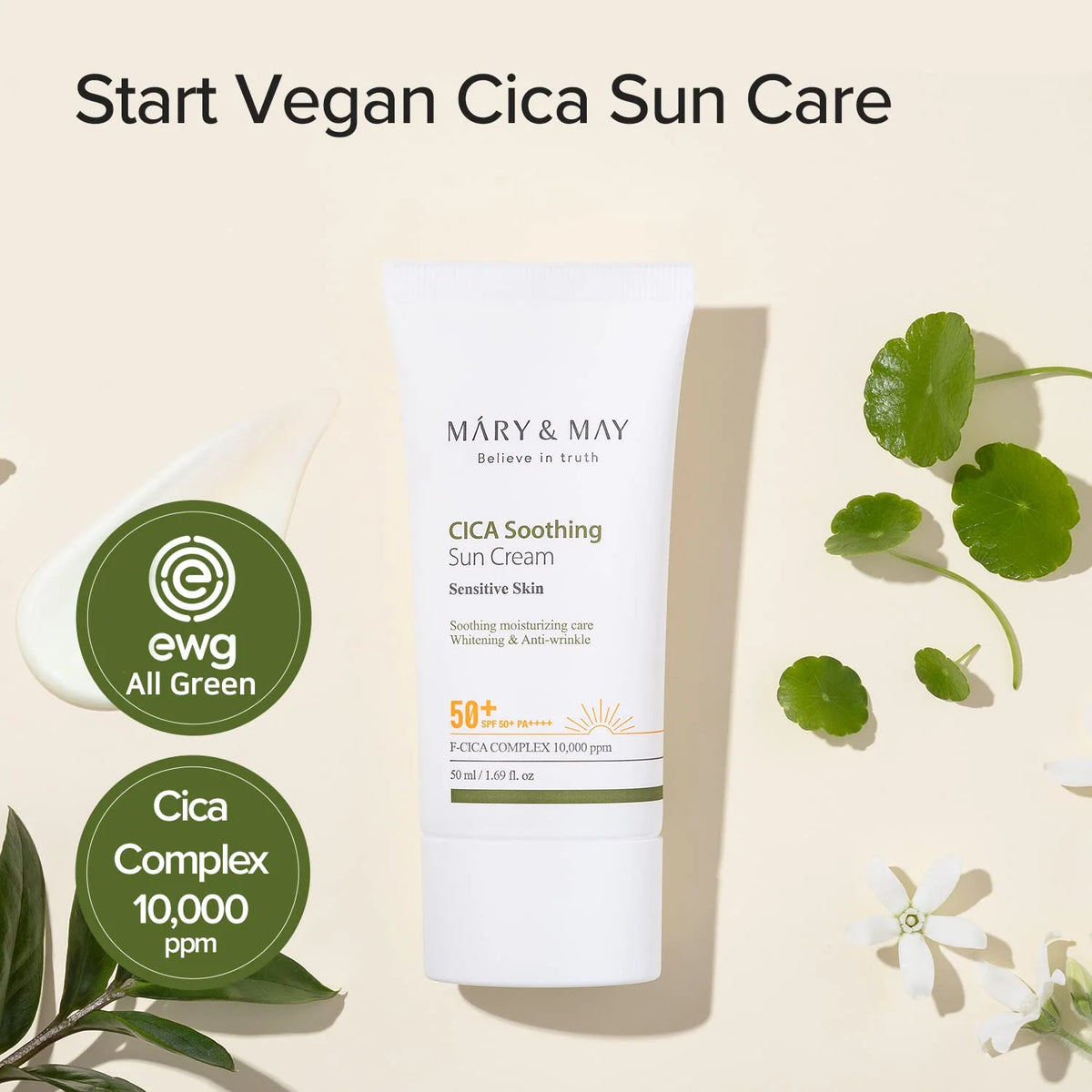Mary & May Vegan CICA Soothing Sun Cream SPF50+ 50ml