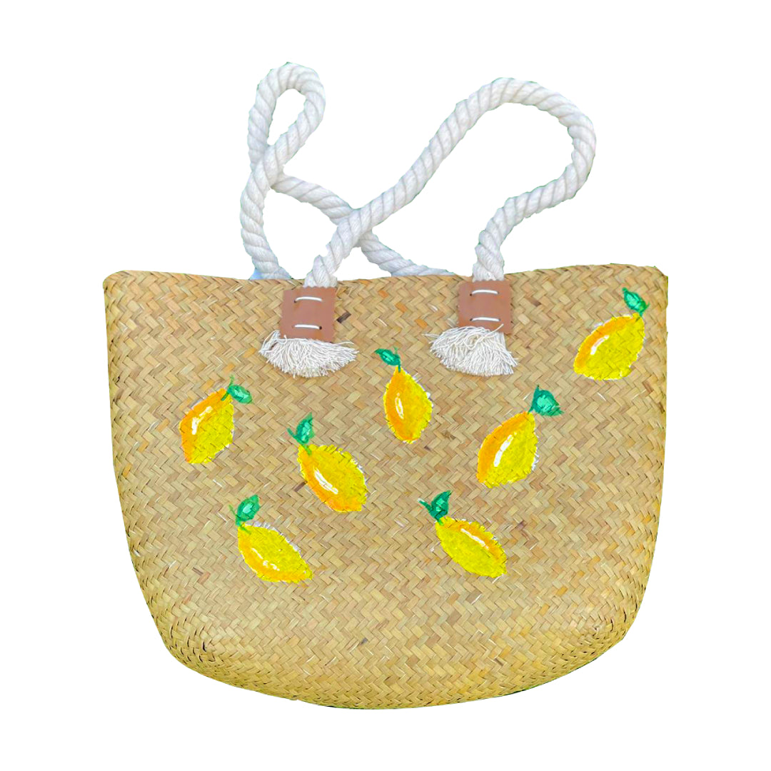 Straw Handmade Bag - Lemon Design
