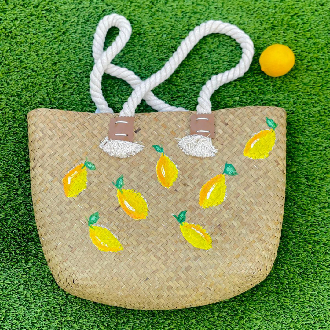 Straw Handmade Bag - Lemon Design