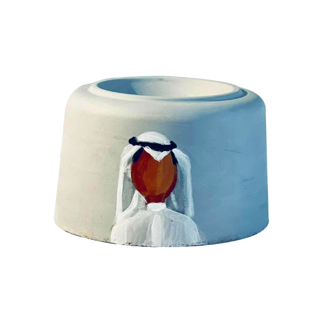 Handmade Mubkhar - Arabic Man White Design